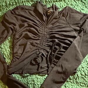 Forever 21 Ruched Drawstring Long Sleeve Top - Plum